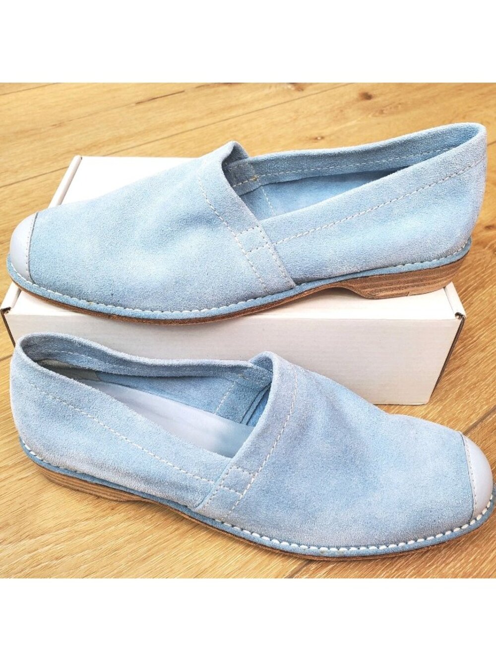 Donald J Pliner Suede Leather Shoes Cybel Loafers Blue Womens 8 Made in Spain